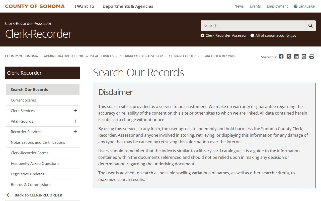 Santa Rosa residents directory county official records search guide