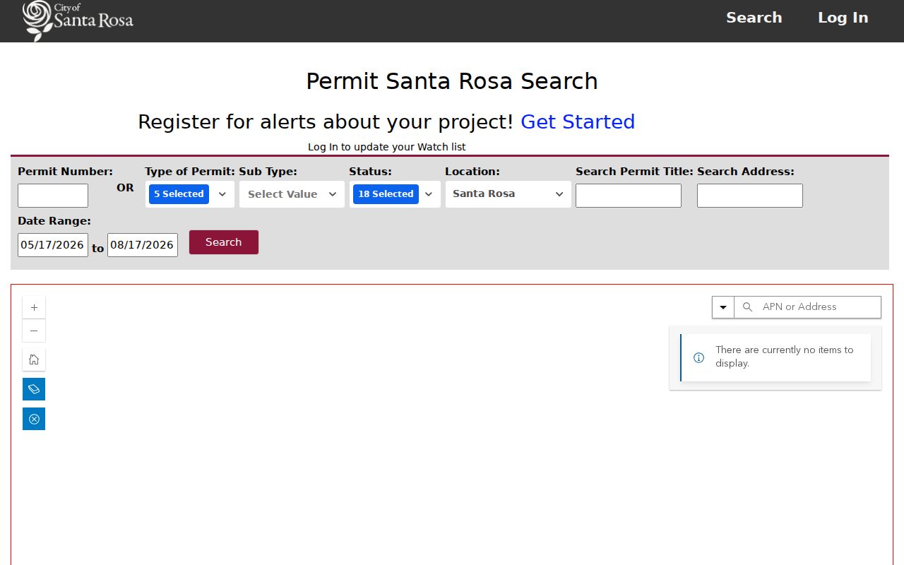 Santa Rosa street directory Permit Santa Rosa address search
